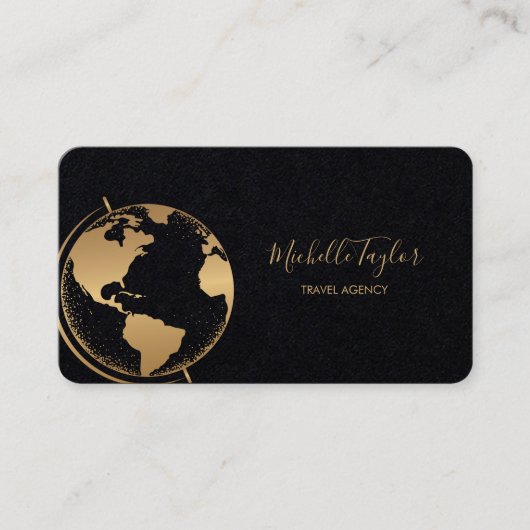 地球グローブワードマップ旅行代理店エージェントQRコード 名刺 (正面)