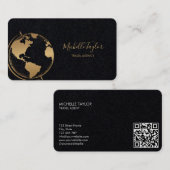 地球グローブワードマップ旅行代理店エージェントQRコード 名刺 (正面/裏面)