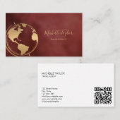 地球グローブワードマップ旅行代理店エージェントQRコード 名刺 (正面/裏面)