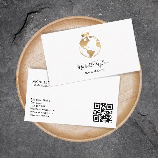 地球グローブワードマップ旅行代理店エージェントQRコード 名刺