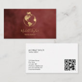 地球グローブワードマップ旅行代理店エージェントQRコード 名刺 (正面/裏面)