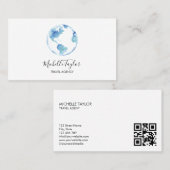 地球グローブワードマップ旅行代理店エージェントQRコード 名刺 (正面/裏面)