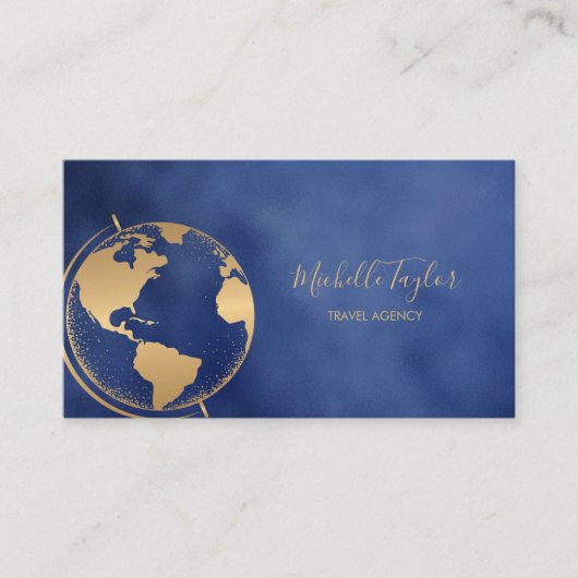 地球グローブワードマップ旅行代理店エージェントQRコード 名刺 (正面)
