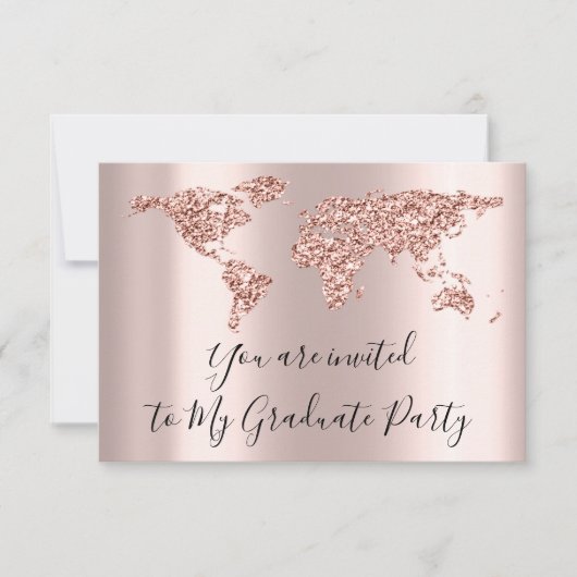 地球グローブ世界地図を卒業して新しい家を引っ越す 招待状 (正面)