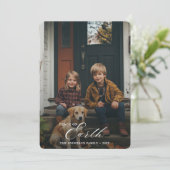 地球シンプル平和のクリスマス写真のスクリプト シーズンカード (スタンド正面)