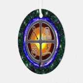 地球シンボルや象徴セラミックオーナメント メタルオーナメント (正面左)