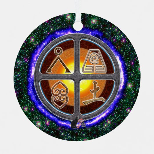 地球シンボルや象徴セラミックオーナメント メタルオーナメント (正面)