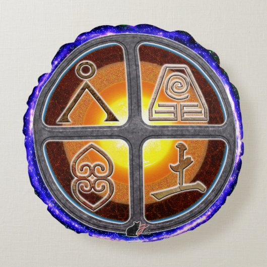 地球シンボルや象徴 ラウンドクッション (正面)