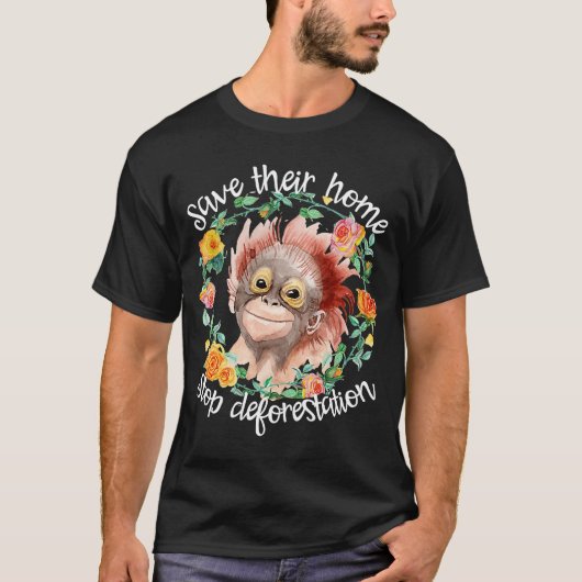 地球ストップを救う森林伐採 Tシャツ (正面)
