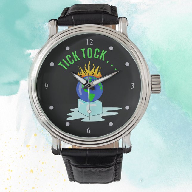 地球ストップ温暖化の気候変動ティック・トック… 腕時計 (クリエイターアップロード済み)