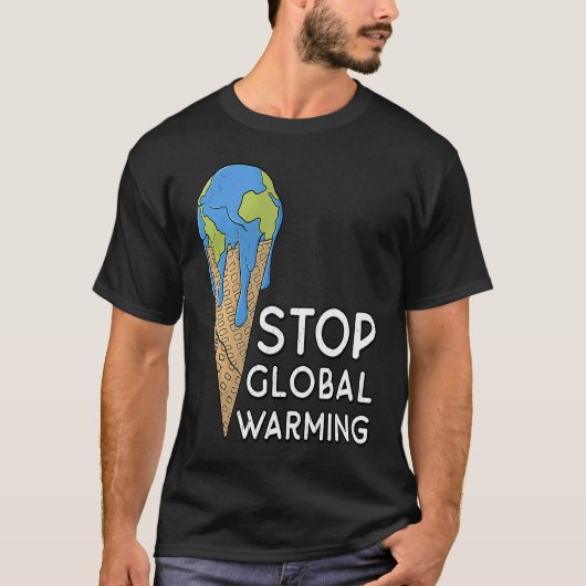 地球ストップ温暖化融解 Tシャツ (正面)