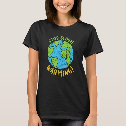 地球ストップ温暖地日保全惑星 Tシャツ (正面)