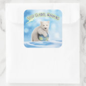 地球ストップ温温性北極熊ステッカー スクエアシール (バッグ)