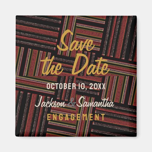 地球ストライプ – 日付磁石を保存 マグネット (正面)