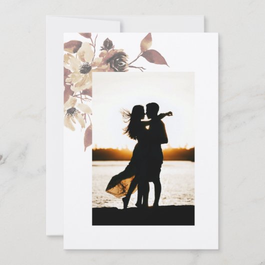 地球トーンフォトウォーターカラー結婚式招待状 招待状 (正面)