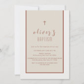 地球トーンモダンクロス《キリスト教》洗礼式や命名式写真バプテスマ 招待状 (正面)