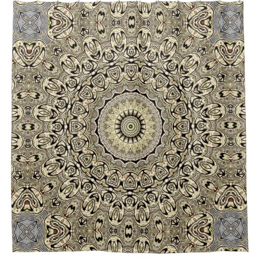 地球トーン曼荼羅複雑な幾何学模様 シャワーカーテン (正面)