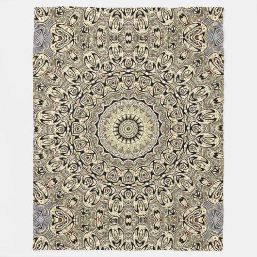 地球トーン曼荼羅複雑な幾何学模様 フリースブランケット (正面)