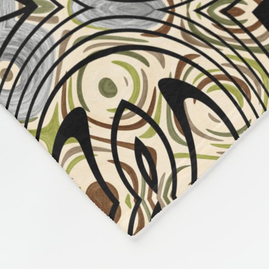 地球トーン曼荼羅複雑な幾何学模様 フリースブランケット (角)