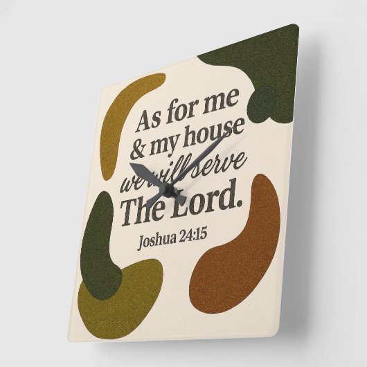 地球トーン聖書の詩の正方形の時計 スクエア壁時計 (傾斜)