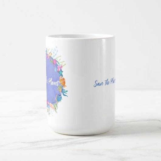 地球パーソナライズされたを救うサンゴの魚 コーヒーマグカップ (中央)