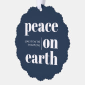 地球パーソナライズされた平和クリスマスのミニマリスト オーナメントカード (左)