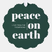 地球パーソナライズされた平和クリスマスのミニマリスト オーナメントカード (正面)