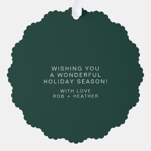 地球パーソナライズされた平和クリスマスのミニマリスト オーナメントカード (裏面)