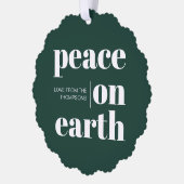 地球パーソナライズされた平和クリスマスのミニマリスト オーナメントカード (左)