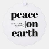地球パーソナライズされた平和クリスマスのミニマリスト オーナメントカード (正面)
