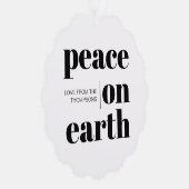 地球パーソナライズされた平和クリスマスのミニマリスト オーナメントカード (右)