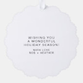 地球パーソナライズされた平和クリスマスのミニマリスト オーナメントカード (裏面)