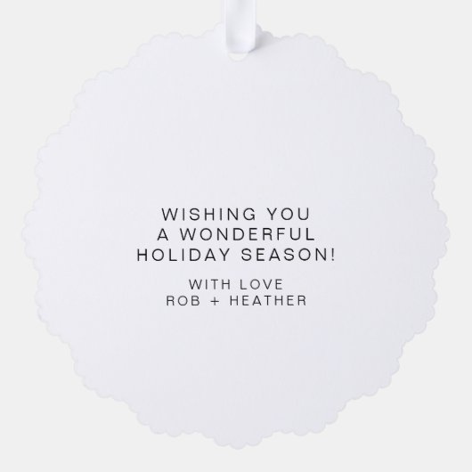 地球パーソナライズされた平和クリスマスのミニマリスト オーナメントカード (裏面)