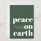 地球パーソナライズされた平和クリスマスのミニマリスト シーズンカード (正面)