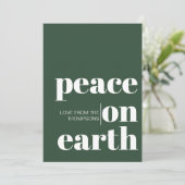 地球パーソナライズされた平和クリスマスのミニマリスト シーズンカード (スタンド正面)