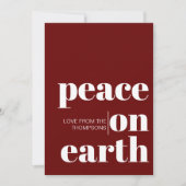 地球パーソナライズされた平和クリスマスのミニマリスト シーズンカード (正面)