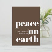 地球パーソナライズされた平和クリスマスのミニマリスト シーズンカード (スタンド正面)