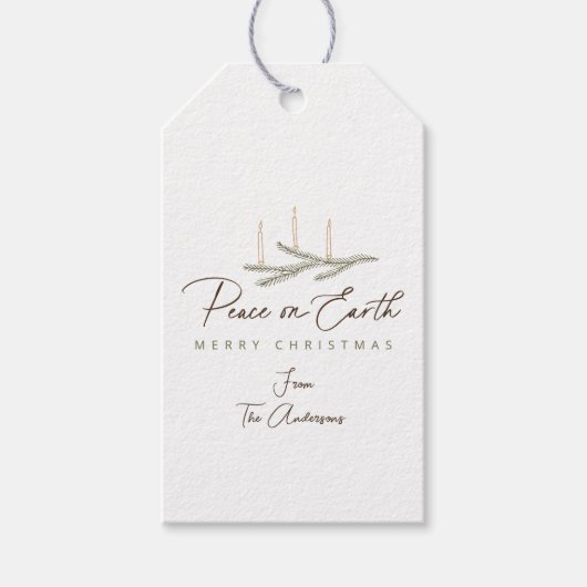 地球パーソナライズされた聖降誕祭の平和 ギフトタグ (正面)