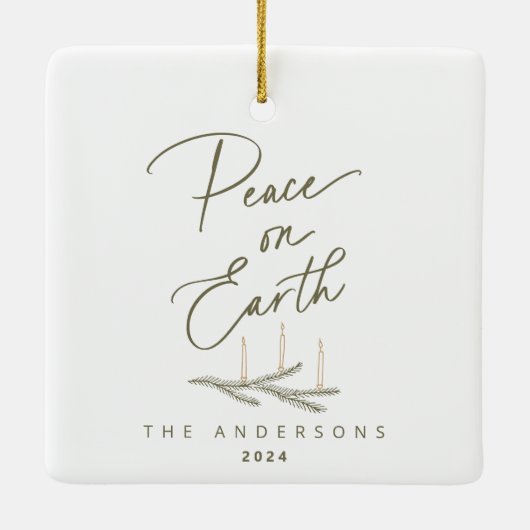 地球パーソナライズされた聖降誕祭の平和 セラミックオーナメント (裏面)