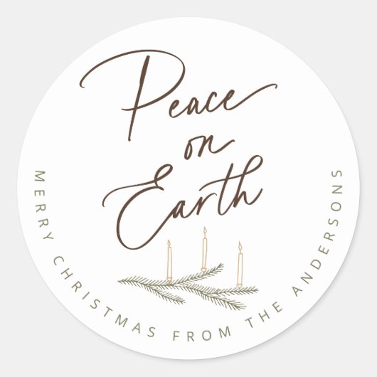 地球パーソナライズされた聖降誕祭の平和 ラウンドシール (正面)