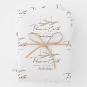 地球パーソナライズされた聖降誕祭の平和 ラッピングペーパーシート (インサイチュ)