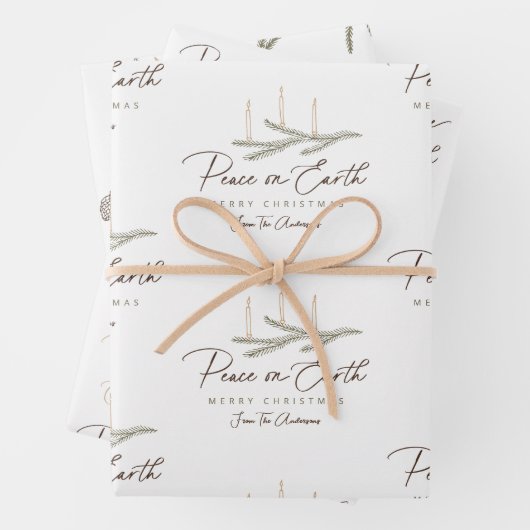 地球パーソナライズされた聖降誕祭の平和 ラッピングペーパーシート (インサイチュ)
