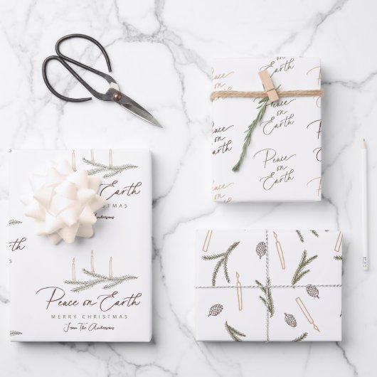 地球パーソナライズされた聖降誕祭の平和 ラッピングペーパーシート (正面)