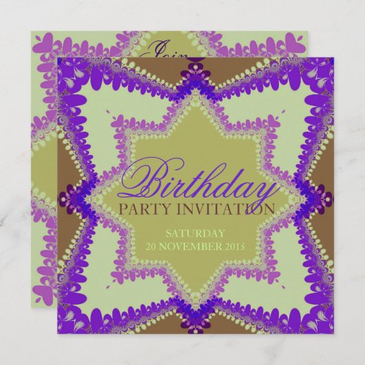 地球プリンセスパーティー誕生日招待状 招待状 (正面/裏面)