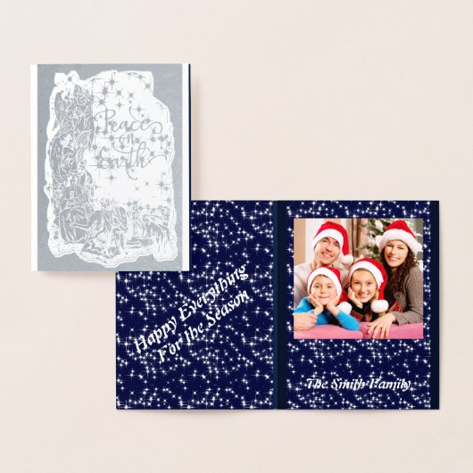 地球ホイルのクリスマスカードの写真の出生の平和 箔カード (ディスプレー)