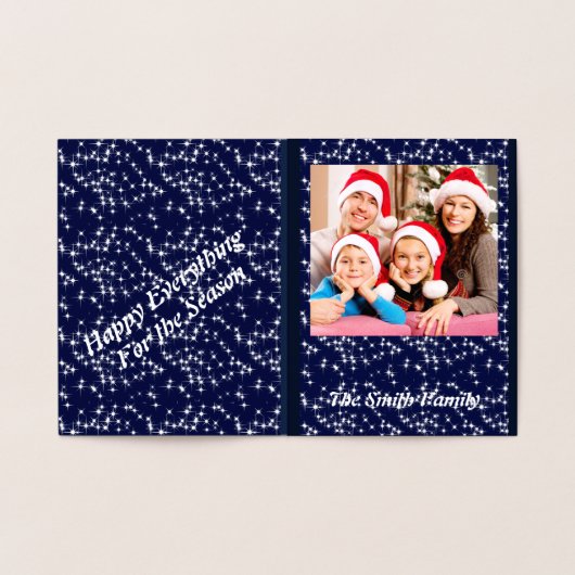 地球ホイルのクリスマスカードの写真の出生の平和 箔カード (内部)