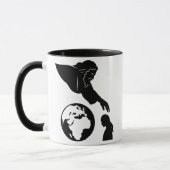 地球ミニマリストに到達するインスピレーション神 マグカップ (左)