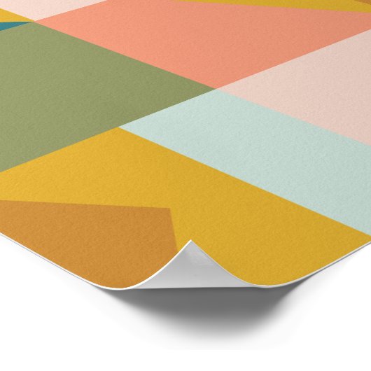 地球モダントーンの幾何かわいらしパターン ポスター (角)