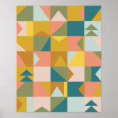 地球モダントーンの幾何かわいらしパターン ポスター (正面)