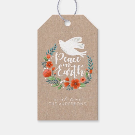 地球モダン聖降誕祭の平和 ギフトタグ (正面)